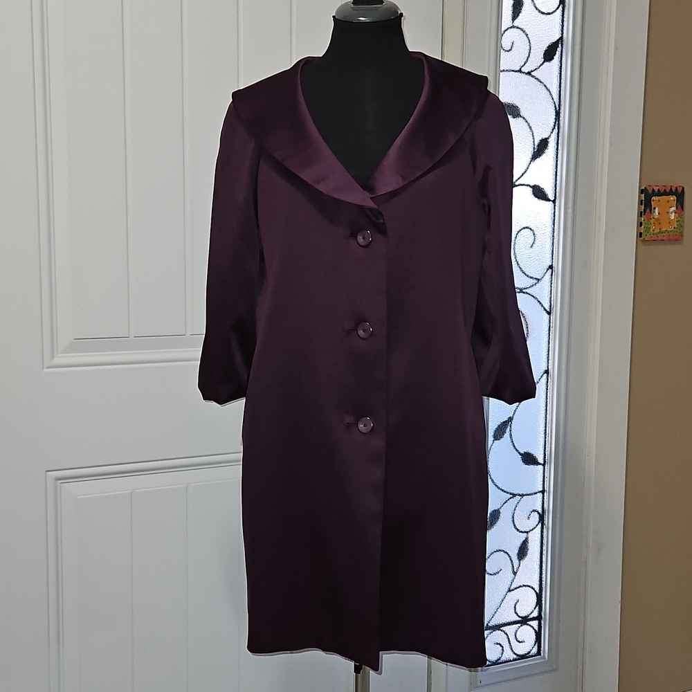J Michaels Purple Balloon Sleeve A-Line Coat Size 8